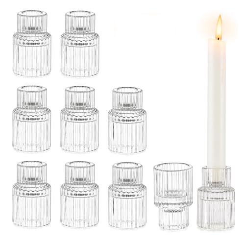 Glasseam Klein Stabkerzenhalter Glas, 10er Set Kerzenhalter für Stabkerzen, Gerippt Kerzenständer Weihnachten für Hochzeit Tischdeko, Chic Kerzenhalter Stabkerze für Halloween Geburtstag Deko Glasseam Klein Stabkerzenhalter Glas, 10er Set Kerzenhalter für Stabkerzen, Gerippt Kerzenständer Weihnachten für Hochzeit Tischdeko, Chic Kerzenhalter Stabkerze für Halloween Geburtstag Deko von Glasseam
