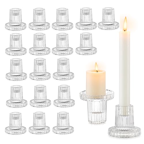 Glasseam Stabkerzenhalter Glas 20er Set, Klein Kerzenhalter für Stabkerzen, Gerippt Mini Kerzenständer Weihnachten für Outdoor Garten, Klar Kerzenhalter Stabkerze für Hochzeit Halloween Tischdeko Glasseam Stabkerzenhalter Glas 20er Set, Klein Kerzenhalter für Stabkerzen, Gerippt Mini Kerzenständer Weihnachten für Outdoor Garten, Klar Kerzenhalter Stabkerze für Hochzeit Halloween Tischdeko von Glasseam