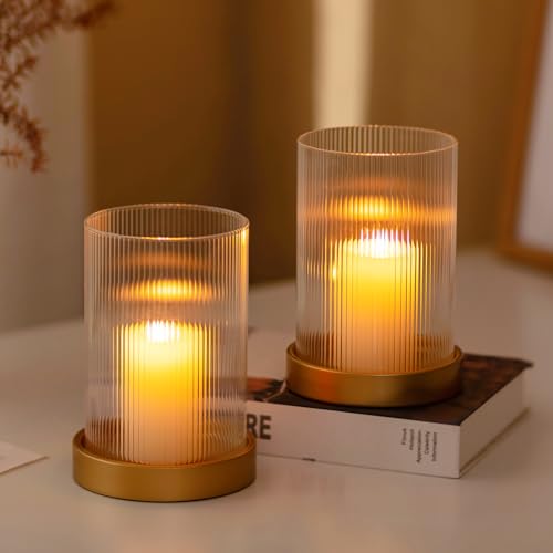 Glasseam Windlicht Glas Kerzenhalter Stumpenkerzen: 2er Set Windlichter Kerzenhalter Gold Kerzenständer Glaszylinder mit Metall Kerzenteller für Wohnzimmer Windlicht Outdoor für Tisch Dekoration Glasseam Windlicht Glas Kerzenhalter Stumpenkerzen: 2er Set Windlichter Kerzenhalter Gold Kerzenständer Glaszylinder mit Metall Kerzenteller für Wohnzimmer Windlicht Outdoor für Tisch Dekoration von Glasseam