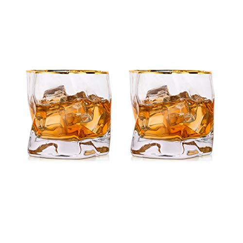 Whiskey Gläser Set Whisky Glas: 2 Stück Edel Rum Tumbler Weingläser Ohne Stiel Männer Papa Scotch Vodka Bourbon Irish Single Rye Malt Whiskey Gin Tonic Cocktail von Glasseam