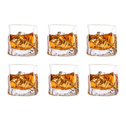 Unregelmäßige Whiskygläser Set Mit 6 Gekippten Falten Scotch Glass 250Ml Modischer Whiskybecher Für Papa, Ehemann, Freunde, Glaswaren Für Bourbon/Rum/Barbecher von Glasseam