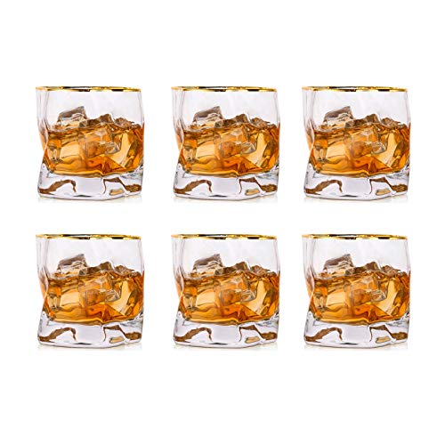 Whiskey Gläser Set Whisky Glas: 6 Stück Edel Rum Tumbler Weingläser Ohne Stiel Männer Papa Scotch Vodka Bourbon Irish Single Rye Malt Whiskey Gin Tonic Cocktail von Glasseam