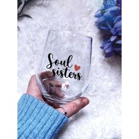Seele Schwestern Glas, Bester Freund Geschenk, Besties Weinglas, Andenken, Geschenk Für Sie, Bff Handbemaltes Glas von Glassrare