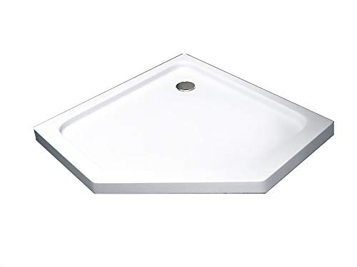 Glaszentrum Hagen - 90x90x5cm - 5eck -Duschtasse - Duschwanne - Extra Flach - Extra Verstärkt - Sanitäracryl - incl. Siphon von Glaszentrum Hagen