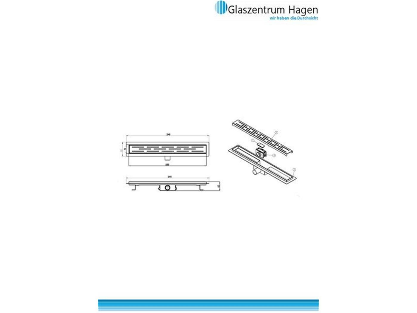Glaszentrum Hagen Duschwanne 100cm Edelstahl Duschrinne Duschablauf Ablaufrinne - Schlitz 3x von Glaszentrum Hagen
