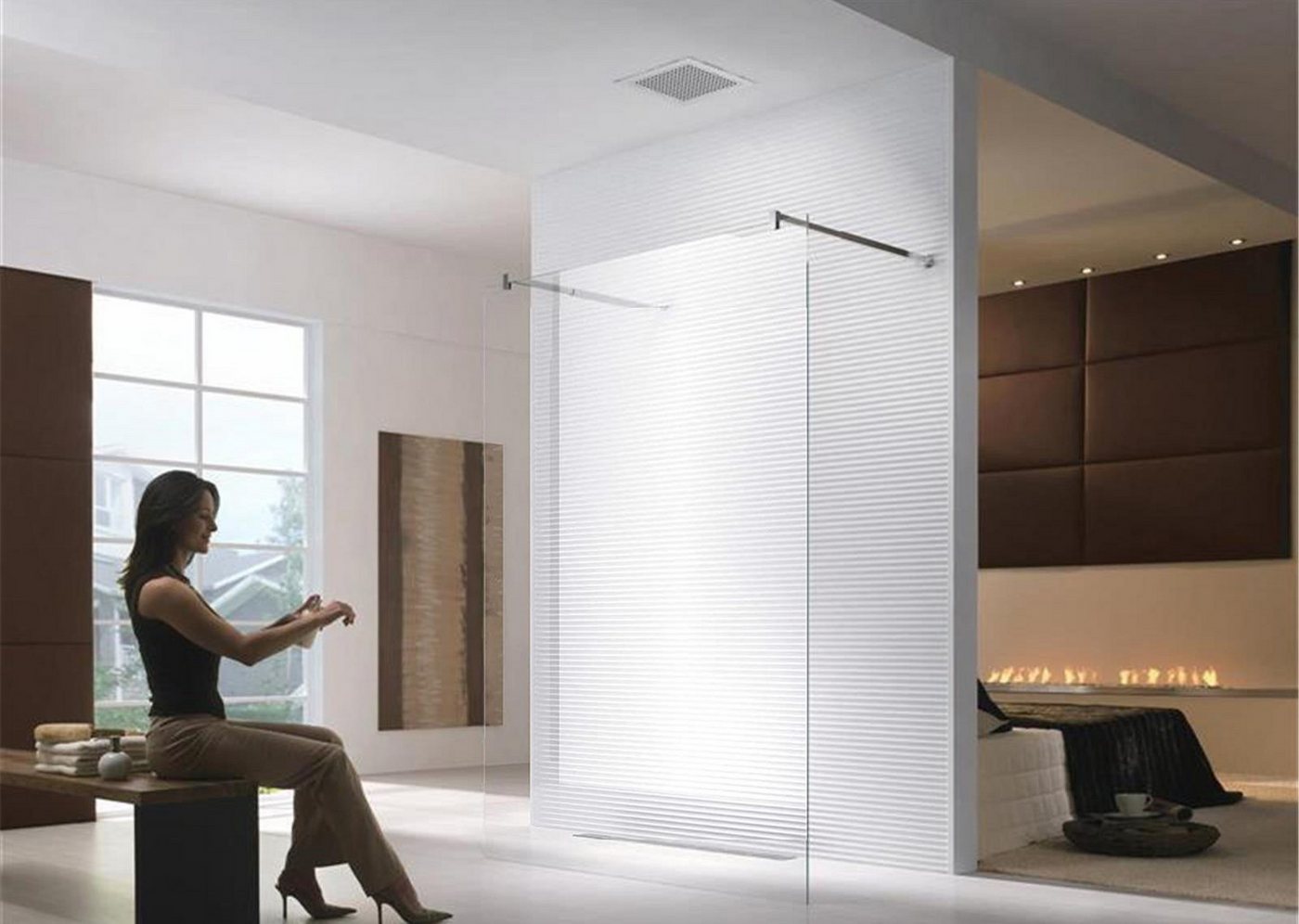 Glaszentrum Hagen Walk-in-Dusche "Jade" 98x200cm 10mm Freistehende Walk in Duschwand ESG - Klar, ESG Glas von Glaszentrum Hagen