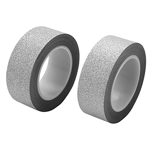 Glayent 2 X 10M Glitter Washi Tape Stick Selbstklebend Dekorativ Craft DIY Papier Silber von Glayent