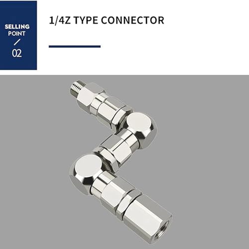 Glayent 2Stück 1/4 Z-Gelenk-Farbspritzpumpen-Zubehör 1/4 (M) x 1/4 (F) Z-Swivel 6500PSI Edelstahl 360° Rotation von Glayent