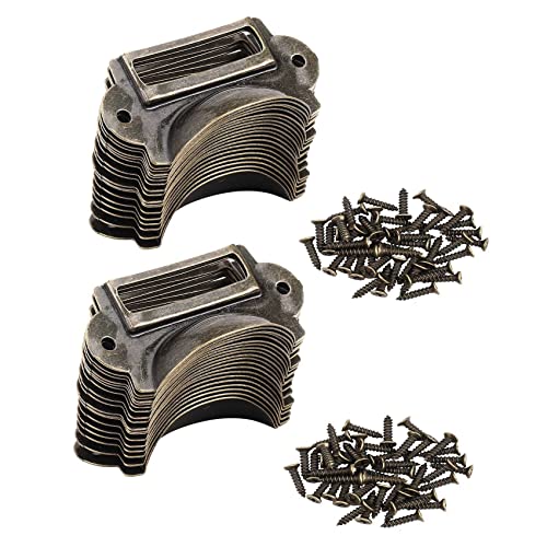 Glayent 40 StüCke Dateiname Karte Akten Schrank Griffe Etiketten Halter Antike Bronze Schubladen Etikett Pull Kabinett Rahmen Dateiname von Glayent