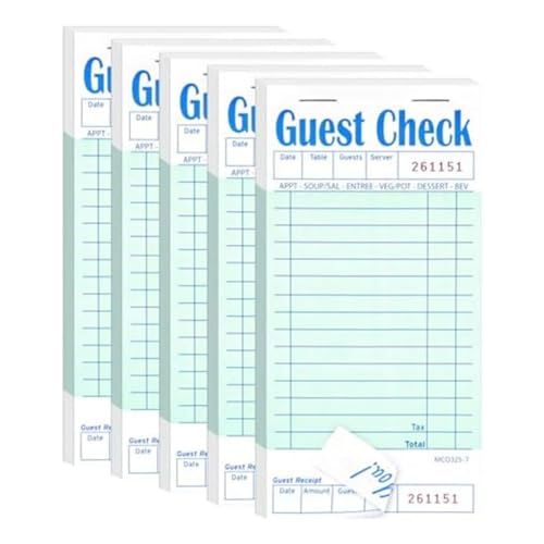 Glayent 5er-Pack Gäste-Scheckhefte Server-Notizblöcke für Restaurant Green Kellner-Scheckheft Restaurant-Bestellblock 50 Blatt/Packung Glayent 5er-Pack Gäste-Scheckhefte Server-Notizblöcke für Restaurant Green Kellner-Scheckheft Restaurant-Bestellblock 50 Blatt/Packung von Glayent