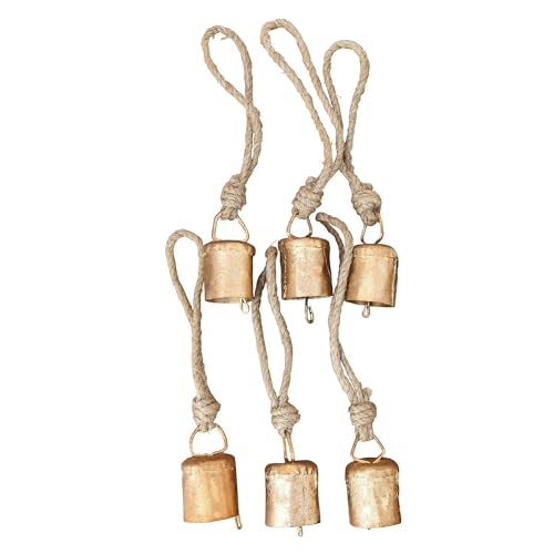 Glayent 6 Stück Hängeglocken, Vintage-Hängeglocken Aus Metall, Handgefertigte Kuhglocken, Dekoration mit Seil für Weihnachten oder Andere Feier Glayent 6 Stück Hängeglocken, Vintage-Hängeglocken Aus Metall, Handgefertigte Kuhglocken, Dekoration mit Seil für Weihnachten oder Andere Feier von Glayent