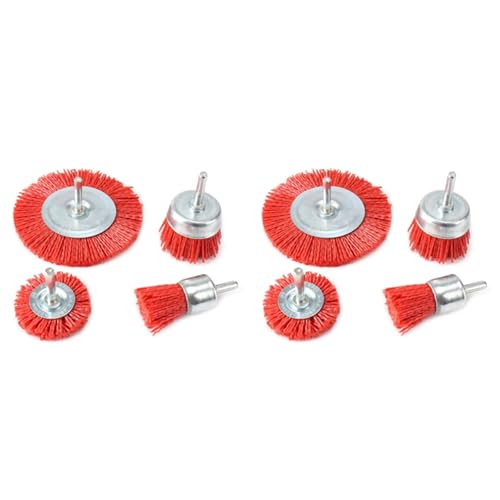 Glayent 8 Stück Nylon Filament Schleifmittel Draht Becher Bürsten Nylon Ende Bürsten Kit für Bohrer Rotation Werkzeug mit 1/4 Schaft von Glayent
