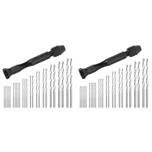 Glayent Handbohrgerät Set Präzision Pin Schraubstock mit 50 Stücke Mini Spiral Bohrer für Modell, Diy, Schmuck Herstellung, Mehrzweck Dreh Werkzeug Bohr Werkzeug von Glayent