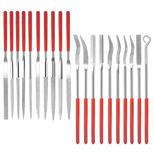 Glayent Packung mit 20 Diamant-Nadelfeilen-Set, Mini-Diamantfeile, Zahn-Kit, Schmuck, Handfeilen, Zahnfeile, Werkzeug-Set, Zubehörteil von Glayent