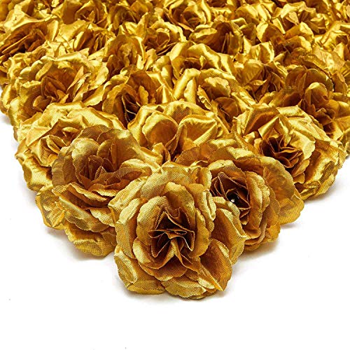 Glayent Seide Rose Blumen KöPfe, 50 StüCk für Hut Kleidung Album Dekoration, (Gold) von Glayent