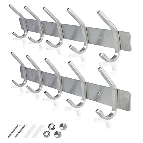 GlazieVault Kleiderhaken wand - Garderobenleiste Edelstahl (2 Stuck), Garderobenhaken Schwere, Garderobe Wandhaken, Wandgarderobe, Hakenleiste (‎Silber J Modern) von GlazieVault