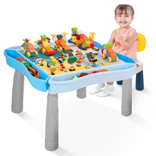 Gleamkid Kindertisch mit Stühle,Spieltisch Kinder Tisch Stuhl Set mit 130 Stück Bausteinen,Speicherplatz,Sand/Wasser/Sinnestisch in einem,Multifunktionaler Aktivitätstisch Lernspielzeugtisch Geschenke Gleamkid Kindertisch mit Stühle,Spieltisch Kinder Tisch Stuhl Set mit 130 Stück Bausteinen,Speicherplatz,Sand/Wasser/Sinnestisch in einem,Multifunktionaler Aktivitätstisch Lernspielzeugtisch Geschenke von Gleamkid