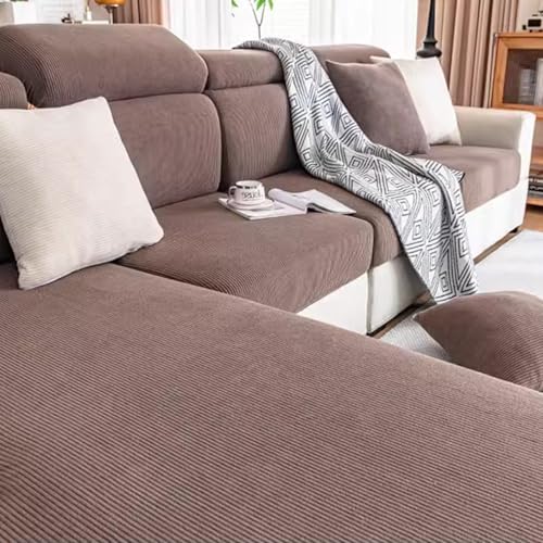 Gleedipre Cord Elastischer Sofabezug Sitzkissen Rückenlehne Kopfstütze Möbelschutzbezug rutschfest Staubdicht Sofa-Spannbettlaken(Braun,75-95 cm x 160-190 cm) von Gleedipre
