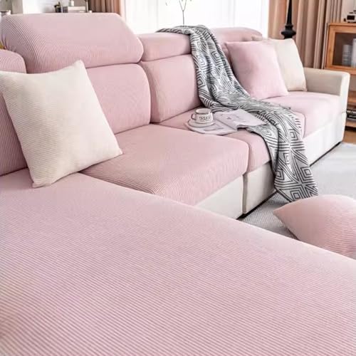 Gleedipre Cord Elastischer Sofabezug Sitzkissen Rückenlehne Kopfstütze Möbelschutzbezug rutschfest Staubdicht Sofa-Spannbettlaken(Rosa,65-95 cm x 95-135 cm) von Gleedipre