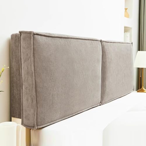 Gleedipre Französischer Stil Bettseitenkissen Hautfreundlicher Cord Kollisionssicher Abnehmbar Bettkopfteil Weich gepolsterte Rückenlehne(Milchtee,150x60cm/Hat EIN Kopfteil) von Gleedipre