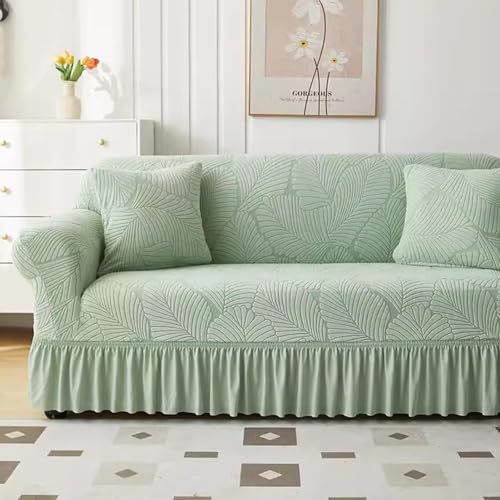 Gleedipre Sofabezug Rock Jacquard Sofabezug mit Armlehnen Dehnbar und vollflächig Geeignet für Sofas mit Lücken Möbelschoner(Grün,1 Sitzer) von Gleedipre