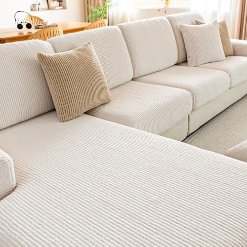 Gleedipre Verdickung SHU Baumwollsamt Sofabezüge französischer Stil Sitzkissen Rückenlehne Kopfstütze Staubdicht Schutzbezug Sofabettlaken(Weiss,Vergrößert XL/65–85 cm x 165–200 cm) von Gleedipre