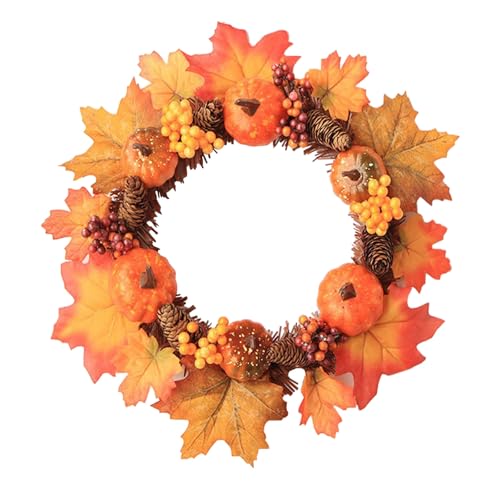 Gleemix Herbstdeko Kürbis TürKranz, 30 cm TürKranz Herbst mit Tannenzapfen, Kürbisse, Beere, Herbst Dekoration Türkranz für Thanksgiving, Halloween, Innen und Außen Gleemix Herbstdeko Kürbis TürKranz, 30 cm TürKranz Herbst mit Tannenzapfen, Kürbisse, Beere, Herbst Dekoration Türkranz für Thanksgiving, Halloween, Innen und Außen von Gleemix