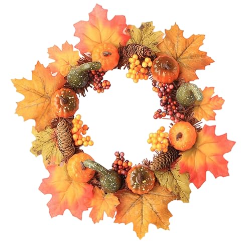 Gleemix Herbstdeko Kürbis TürKranz, 30 cm TürKranz Herbst mit Tannenzapfen, Kürbisse, Beere, Herbst Dekoration Türkranz für Thanksgiving, Halloween Gleemix Herbstdeko Kürbis TürKranz, 30 cm TürKranz Herbst mit Tannenzapfen, Kürbisse, Beere, Herbst Dekoration Türkranz für Thanksgiving, Halloween von Gleemix