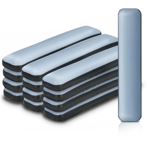 GLEITGUT 12 x Teflongleiter selbstklebend rechteckig 16 x 75 mm PTFE Möbelgleiter für Freischwinger mit Flachstahl von GleitGut