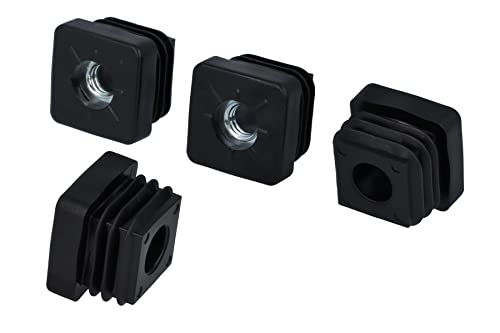 GleitGut 4 x Gewindestopfen Vierkantrohr M8 und M10 Einsteckbuchsen quadratisch aus Kunststoff schwarz (25 x 25 mm M8) von GleitGut