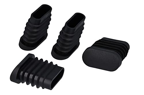 GleitGut 4 x Lamellenstopfen oval für schräge Stuhlbeine Kunststoff Stopfen schräg 0 – 20° Neigung schwarz (30 x 15 mm) von GleitGut