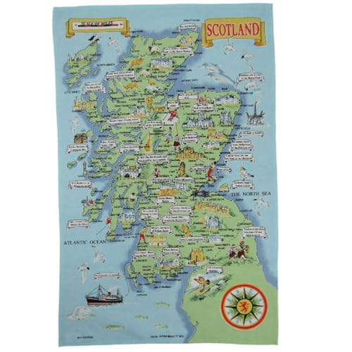 Glen Appin Geschirrtuch aus 100 % Baumwolle, schottisches Motiv – Karte von Schottland Glen Appin Geschirrtuch aus 100 % Baumwolle, schottisches Motiv – Karte von Schottland von Glen Appin