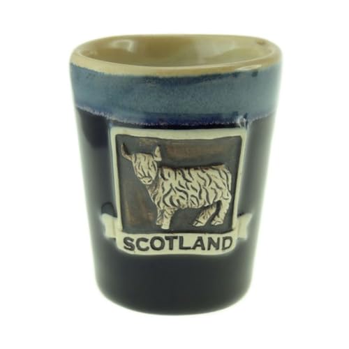 Glen Appin of Scotland Blue Highland Cow Schnapsglas aus Steingut, PT3010-Blau von Glen Appin