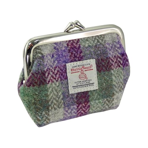 Maia Gifts Harris Tweed Eigg Small Clasp Purse in Green and Purple Small Check von Glen Appin