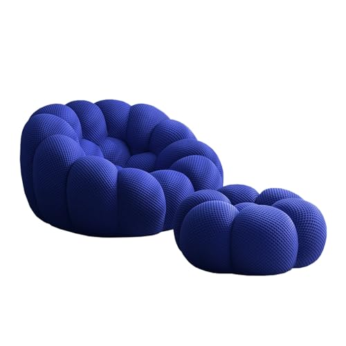 Glenmi Lazy Sofa for Erwachsene, einfarbiger Lazy Sofa Gaming-Sitzsack for Erwachsene, Sitzsack mit hoher Rückenlehne aus Strickstoff, geschwungener Freizeitstuhl in Wabenform(Blue) von Glenmi