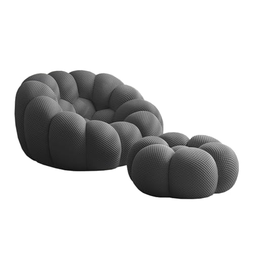 Glenmi Lazy Sofa for Erwachsene, einfarbiger Lazy Sofa Gaming-Sitzsack for Erwachsene, Sitzsack mit hoher Rückenlehne aus Strickstoff, geschwungener Freizeitstuhl in Wabenform(Grau) von Glenmi