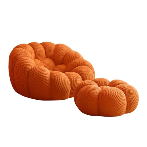 Glenmi Lazy Sofa for Erwachsene, einfarbiger Lazy Sofa Gaming-Sitzsack for Erwachsene, Sitzsack mit hoher Rückenlehne aus Strickstoff, geschwungener Freizeitstuhl in Wabenform(Orange) von Glenmi