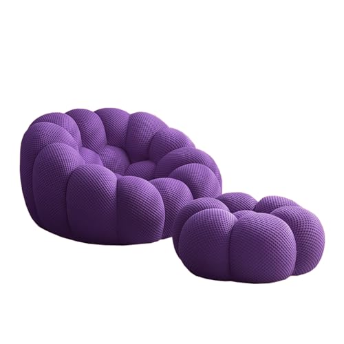 Glenmi Lazy Sofa for Erwachsene, einfarbiger Lazy Sofa Gaming-Sitzsack for Erwachsene, Sitzsack mit hoher Rückenlehne aus Strickstoff, geschwungener Freizeitstuhl in Wabenform(Purple) von Glenmi
