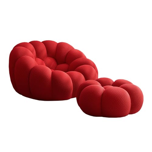 Glenmi Lazy Sofa for Erwachsene, einfarbiger Lazy Sofa Gaming-Sitzsack for Erwachsene, Sitzsack mit hoher Rückenlehne aus Strickstoff, geschwungener Freizeitstuhl in Wabenform(Red) von Glenmi