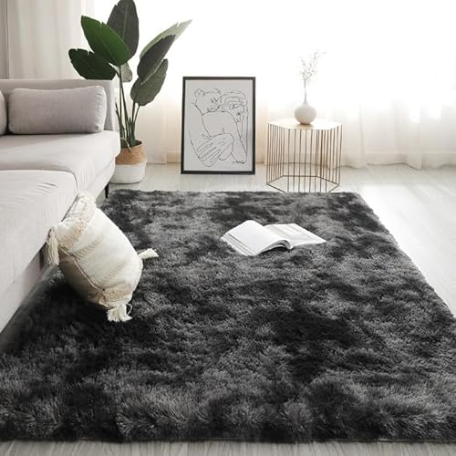 Glenmi Teppiche for den Innenbereich, Wohnzimmerteppich, fusselfreier Plüschteppich for den Spielbereich in der Lounge, Küche, flauschig-weicher Schlafzimmerteppich mit(Dark Gray,200 * 200cm) von Glenmi