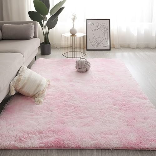 Glenmi Weiche Teppiche for das Wohnzimmer, Flauschiger Plüschteppich for das Schlafzimmer, rutschfeste, zottelige Teppiche for die Dekoration von Jugendzimmern im Wohnheim(Pink,120 * 200cm) von Glenmi