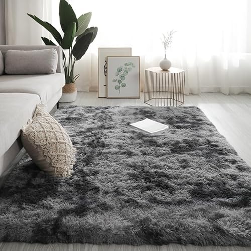 Glenmi Weiche Teppiche for das Wohnzimmer, Flauschiger Plüschteppich for das Schlafzimmer, rutschfeste, zottelige Teppiche for die Dekoration von Jugendzimmern im Wohnheim(Smoky Gray,200 * 250cm) von Glenmi
