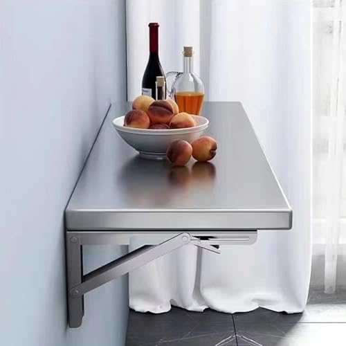 Klappbarer Wandschreibtisch aus Edelstahl, platzsparender schwebender Tisch for kleine Bereiche, kompakter Küchen-Esstisch – ideal for das Home-Office und Arbeitszimmer(70 * 30cm) von Glenmi