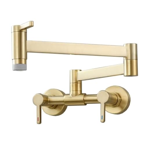 Küchenspüle Wasserhahn, Wandmontage Topffüller Wasserhahn Griff Küchenspüle Wasserhahn Schwenkarm Klappauslauf Mischbatterie for Küche(ORB) von Glenmi