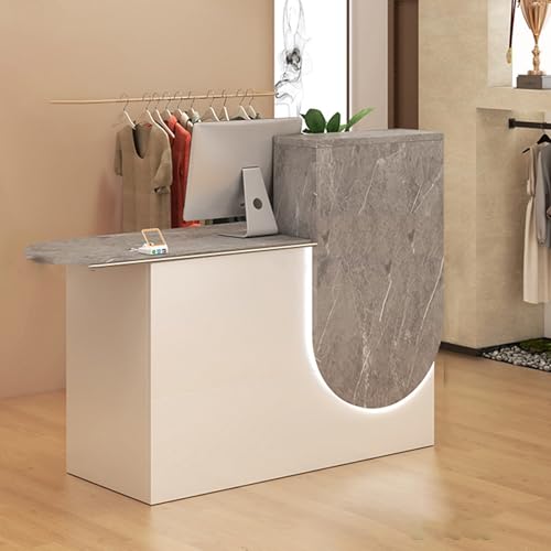 L-förmiger Empfangstresen mit Schublade – platzsparender Kassentresen fürs Büro – einfach zu installierender Kleiner Empfangstresen(Right-A,140CM) von Glenmi