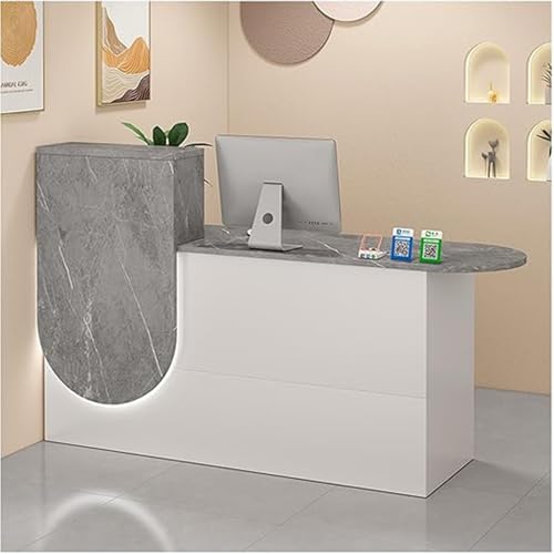 L-förmiger weißer Empfangstresen mit Schublade, platzsparender Kassentresen for kleine Büros, ideal for den privaten und geschäftlichen Gebrauch(Lfet-A,100CM) von Glenmi