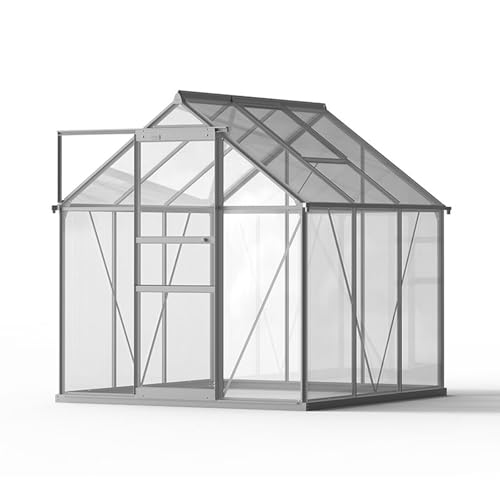 Transparentes PC-Gewächshaus, großes begehbares Gewächshaus, for den Anbau von Gartenpflanzen, verzinkter Aluminiumrahmen for den Garten, Gewächshaus for Gartenpflanzen mit Aluminiumrahmen und Fundame von Glenmi
