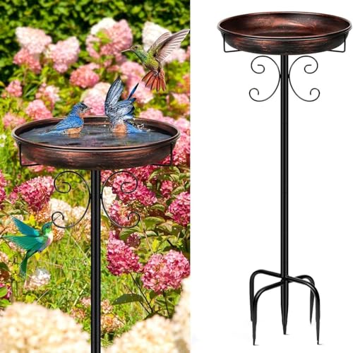 Wasserstation for Wildtiere aus Metall: Große Vogeltränke mit Frostschutz, Stabiler Zinkenfuß – langlebige Gartendekoration und Futterspender(88cm) von Glenmi