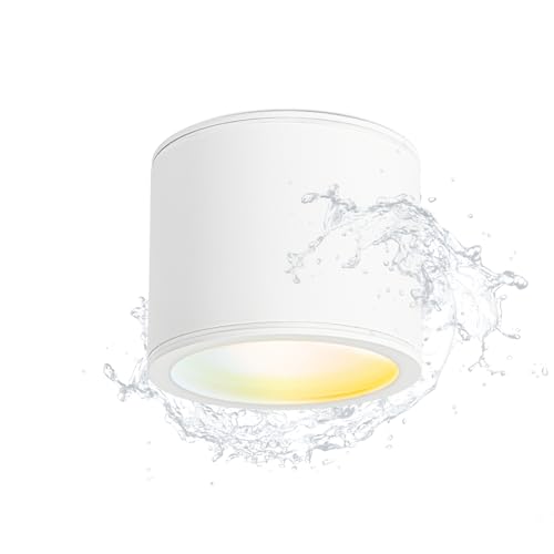 Gleonlux Aufbauspot IP44 Deckenspot Weiß, Aufbaustrahler Wasserdicht 6W CCT 3000K/4000K/6500K, Aufputz Spots 230V mit GX53 Fassung, Deckenstrahler Rund Aluminium für Bad, Badezimmer von Gleonlux