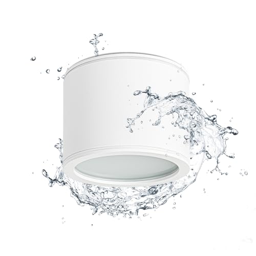 Gleonlux Aufbauspot Deckenspot Weiß IP44, Aufbaustrahler mit GX53 Fassung, Aufputz Spots 230V, Deckenstrahler Deckenleuchte Rund, LED Deckenlampe Aluminium für Bad, Badezimmer, keine Glühbirne von Gleonlux